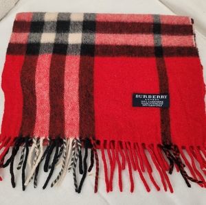 Burberry Red 100% Cashmere Scarf